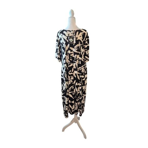 Anthony Original Women's Size 2X Black/White Midi Flare Dress - Picture 6 of 6